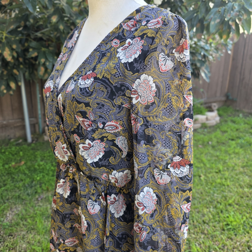 Mind Code Boho Paisley Long Sleeve Maxi Dress Size Small - Picture 4 of 8
